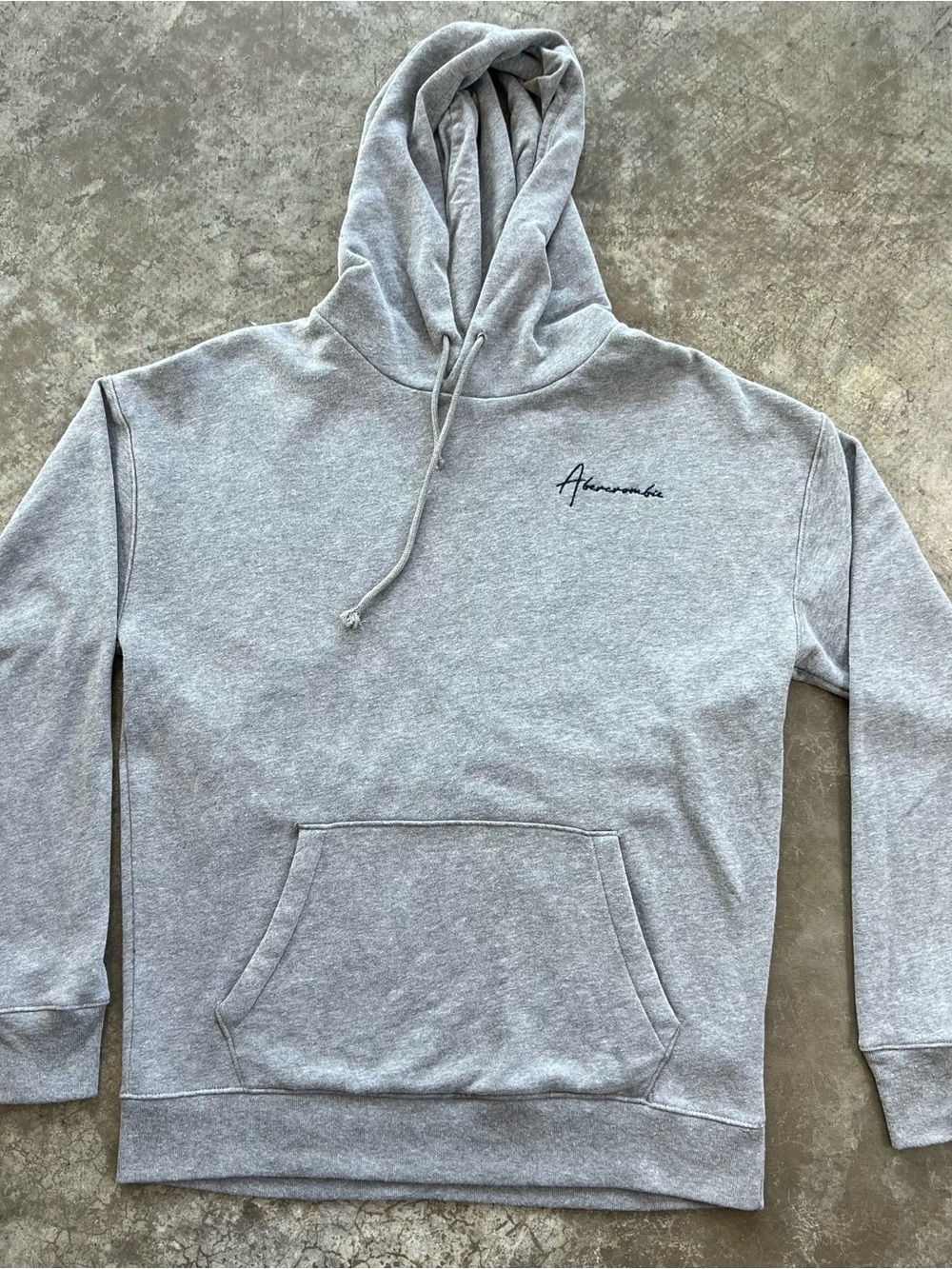 Abercrombie & Fitch Light Gray Pullover Hoodie with Script Logo